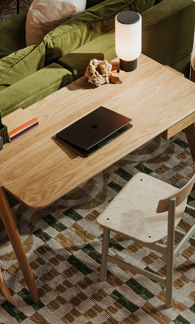 Asher Wood Desk in lifestyle shot