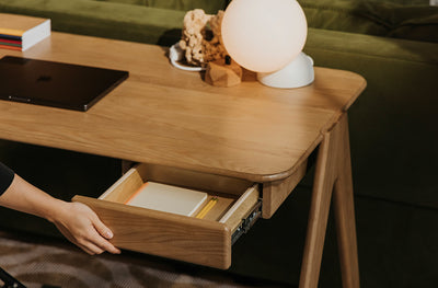 Asher Wood Desk in lifestyle shot