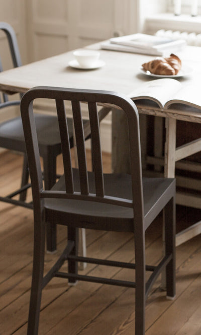 111 Navy Chair in lifestyle shot