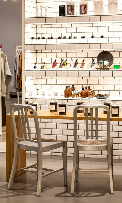 1006 Navy Chair in lifestyle shot