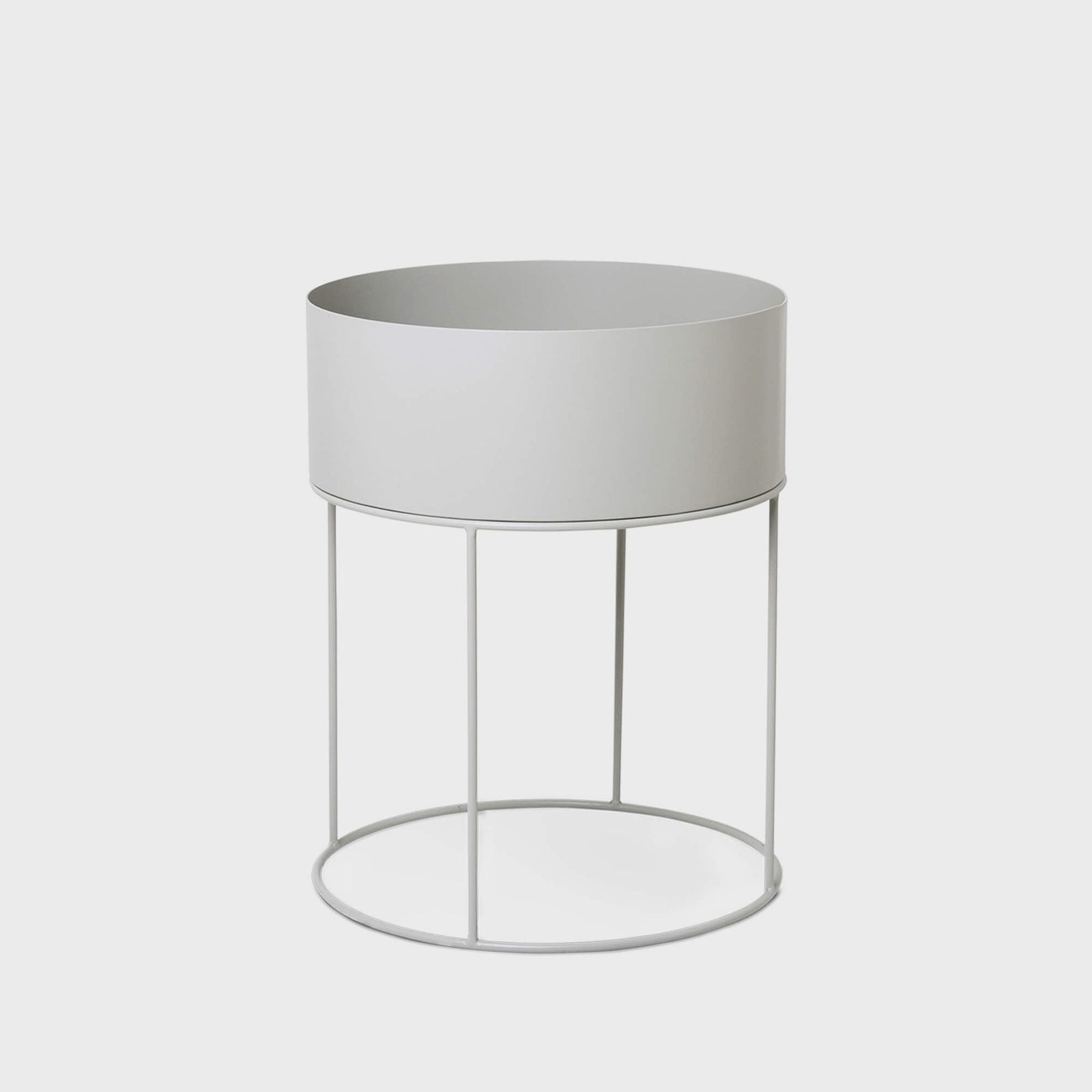Round Plant Box in sleek white design, perfect for showcasing plants or as a modern side table with storage.