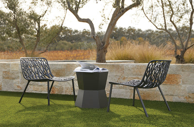 Facet Aluminum Side Table in lifestyle shot