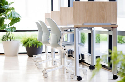 Maari Upholstered Chair with 5-Star Base in lifestyle shot