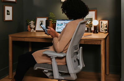 Holland Wood Desk in lifestyle shot