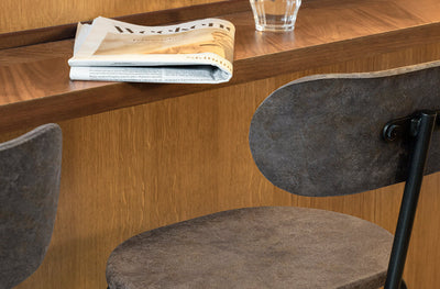 Earth Stool With Backrest in lifestyle shot