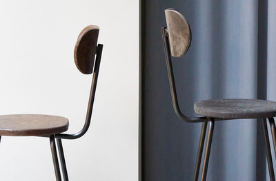 Earth Stool With Backrest in lifestyle shot