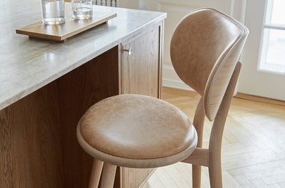 Mater High Stool with Backrest in lifestyle shot