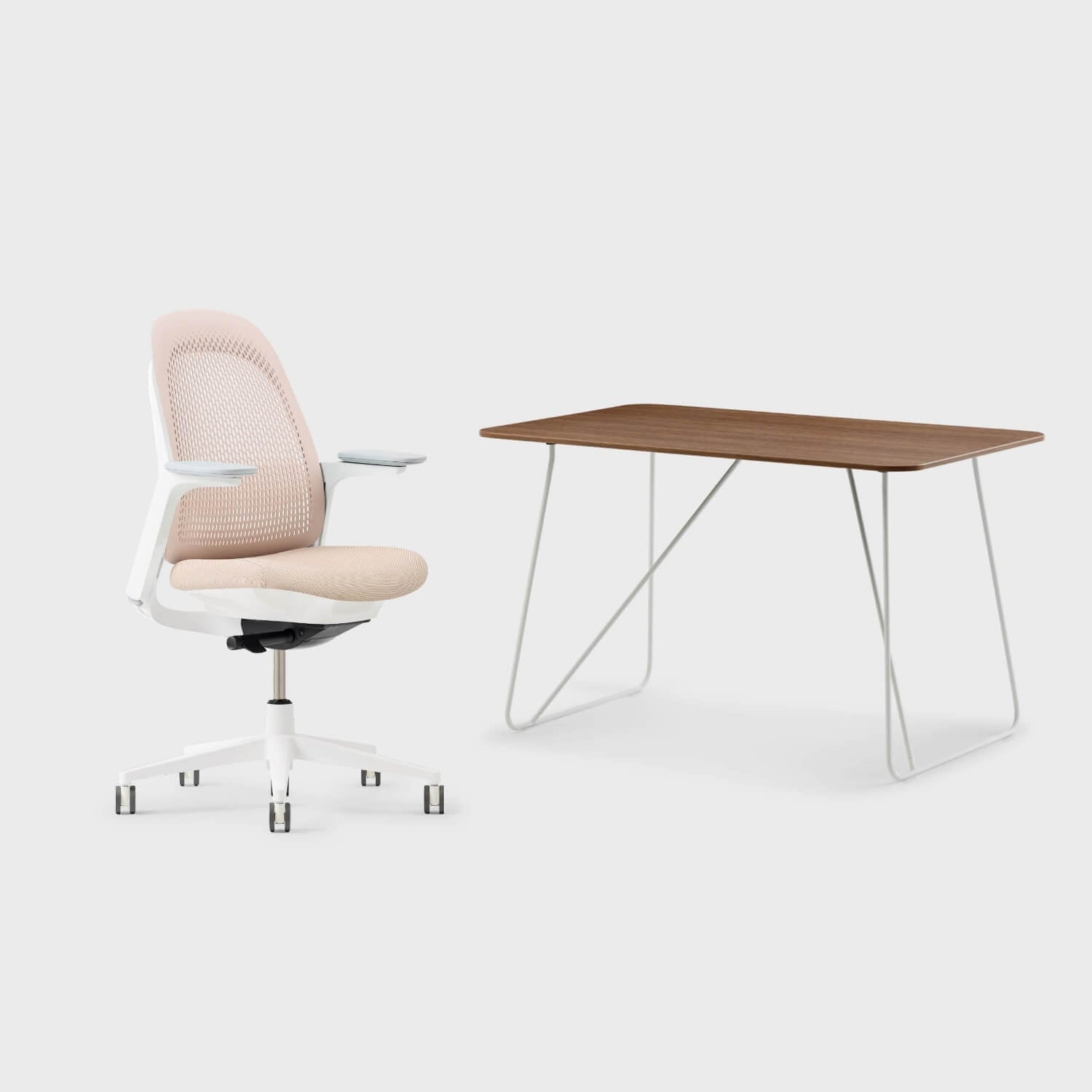 Breck Office Chair and Market Desk Set, a stylish ergonomic bundle for modern office spaces.