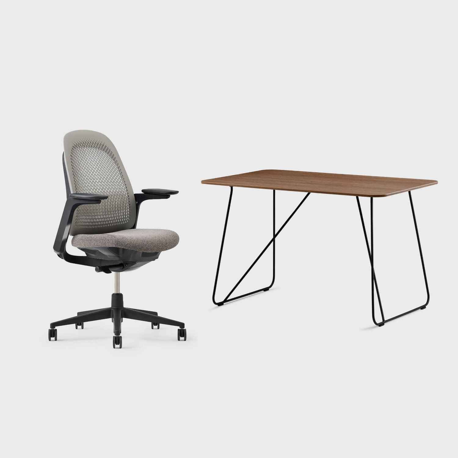 Breck Office Chair and Market Desk Set bundle, featuring ergonomic design and modern aesthetic for all-day comfort.