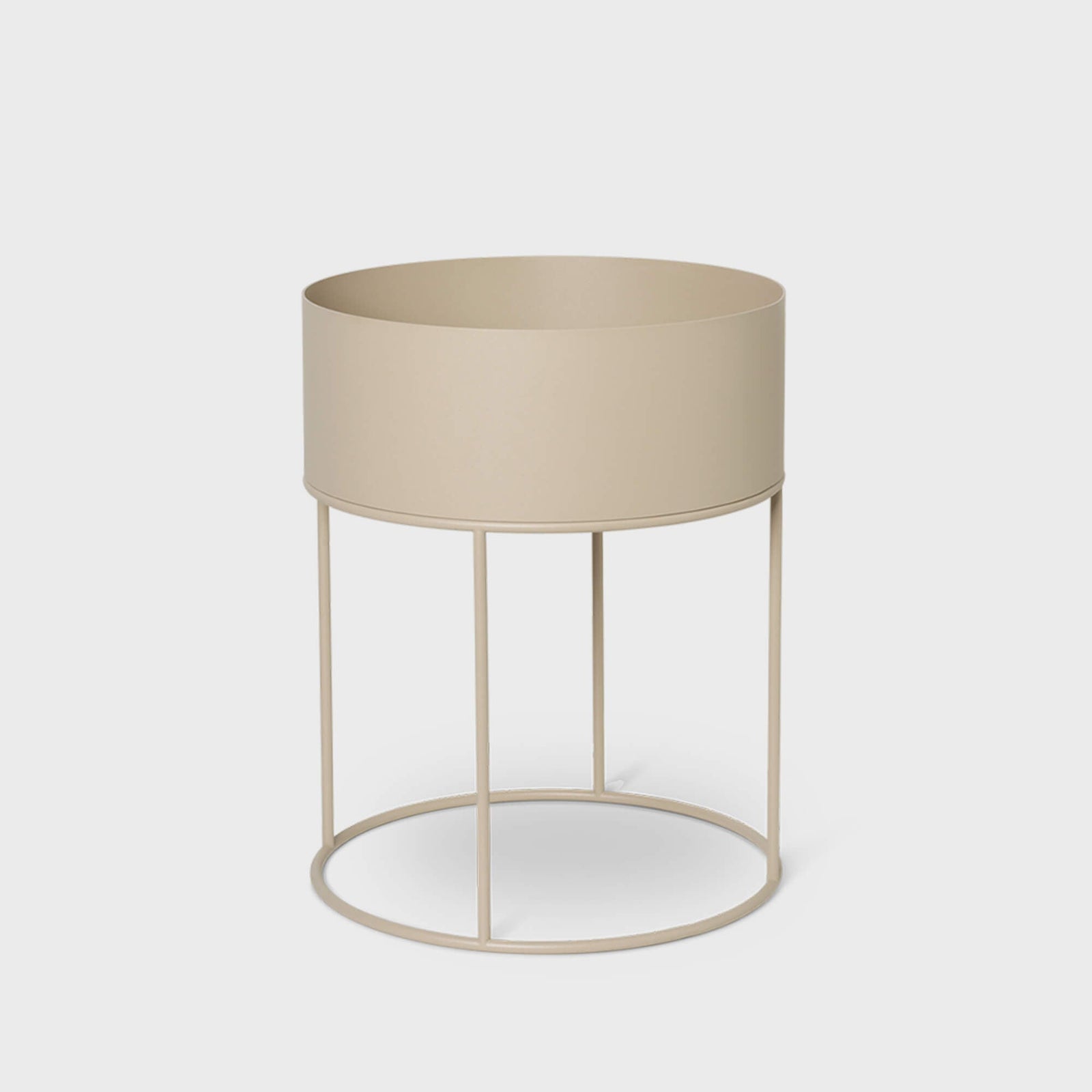 Round Plant Box with clean lines, sleek design, and built-in storage. Suitable for indoor and outdoor use.