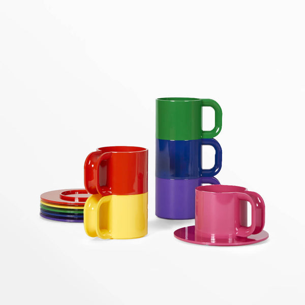Max 2 Cups & Saucers | Playfully Designed Durable Mugs