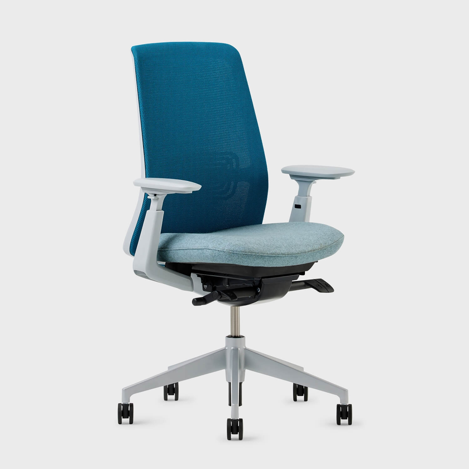 Soji Office Chair with mesh back and comfortable seat in teal color, perfect for modern office environments.
